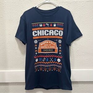 Fan Favorite Chicago Sports Christmas T-Shirt Navy M